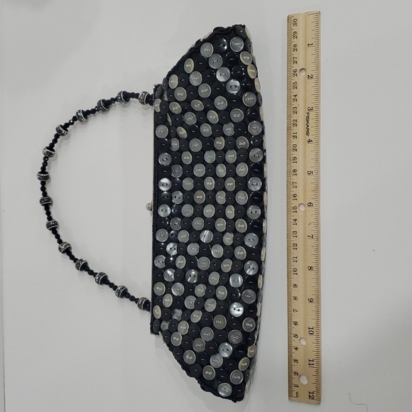 BLACK and White Button Evening Bag - Picture 6 of 7
